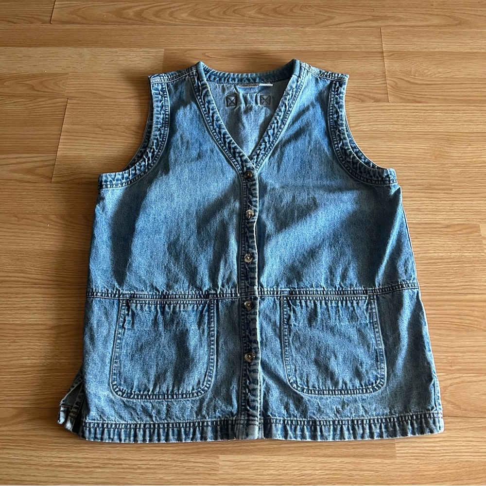 Vintage Cabin Creek Denim Buttoned Vest Top Large